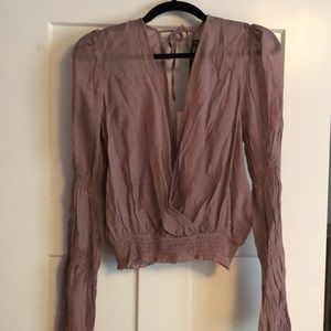 Misguided plunge neck puffy sleeve top